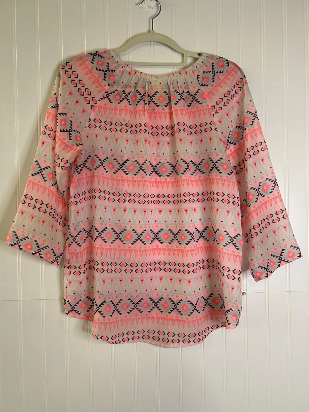 Faded Glory Pink Aztec Lace-Strip Blouse Size XL Girls